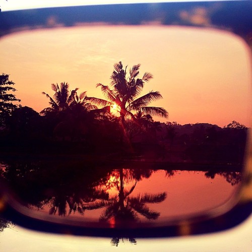 Morning view through the sunglasses lens