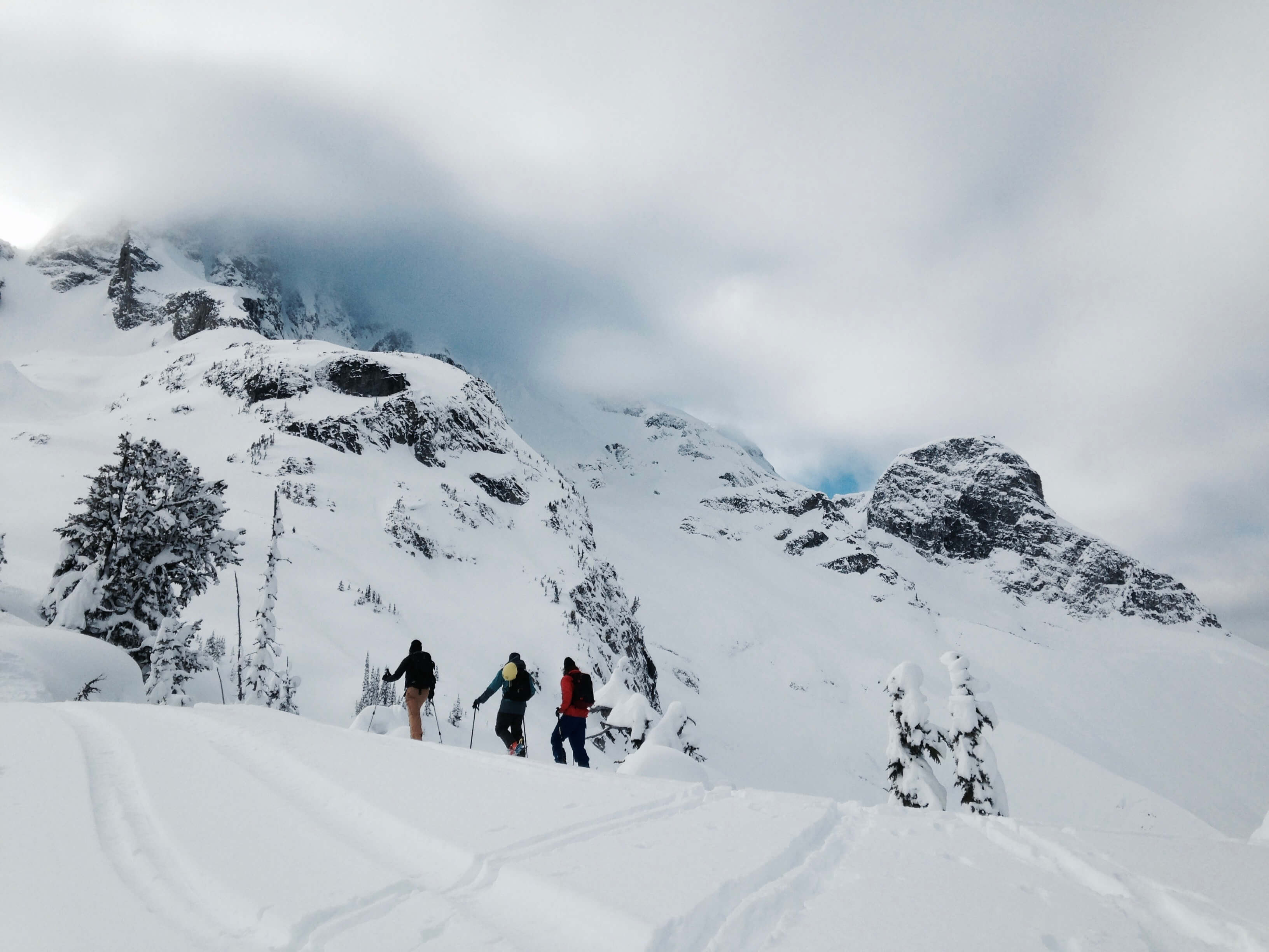 Kieran Nikula and friends hiking the backcountry